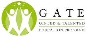 Silhouettes holding stars, text reads "GATE, Gifted & Talented education program"